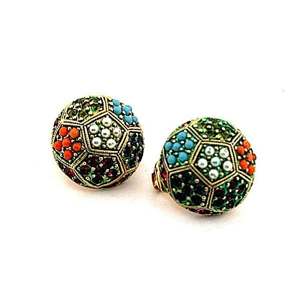 Gorgeous Vintage French Designer Earrings D'ORLAN -Micro beads & Stones - Picture 3 of 16